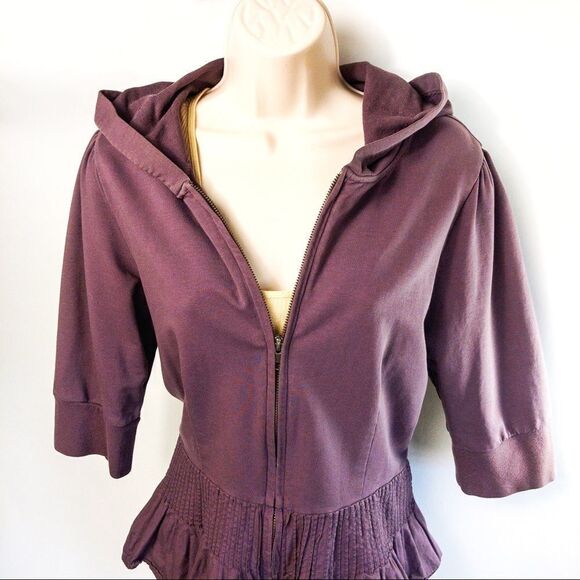 Purple Cropped Front Zip Jacket Top Sz L - Picture 4 of 11